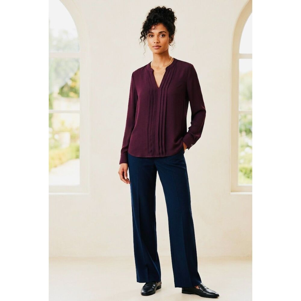 Banana Republic Red V-Neck Long Sleeve Blouse Top - Size S